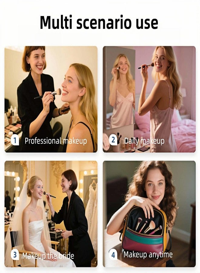 FANBODTA فرشاة مكياج مزدوجة الأطراف 2 في 1 لكريم الأساس، والكونسيلر، والبودرة - شعيرات صناعية ناعمة، لا تتساقط، مناسبة للسفر، للمزج والتحديد (بني)، طقم فرشاة مكياج مزدوجة الأطراف، 7.68 بوصة - Image 5